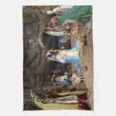 Antiek kerstfeestscène theedoek (Verticaal)