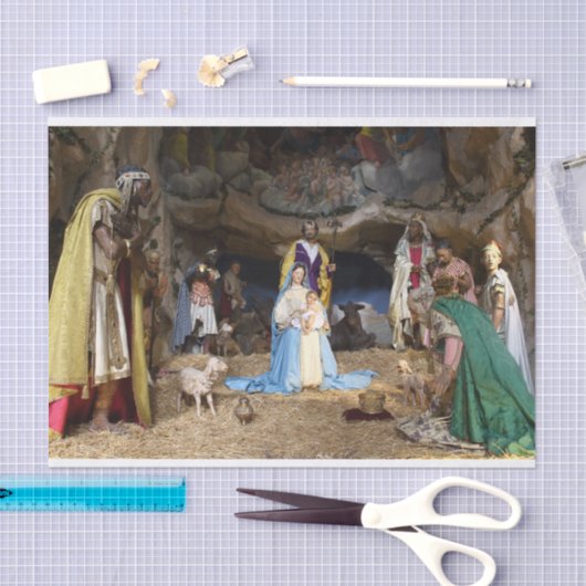 Antiek kerstfeestscène tissuepapier (Craft)