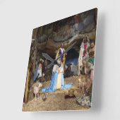 Antiek kerstfeestscène vierkante klok (Hoek)