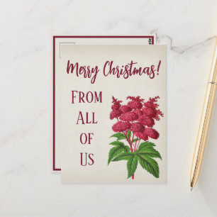 Antiek kerstkaart rode spiraea Palmata Briefkaart