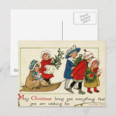 Antiek kerstkaart voor reproductie feestdagenkaart (Voorkant / Achterkant)