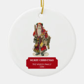 Antiek kerstkerstkerstkerstbedekking en geschenke Keramisch Ornament (Voorkant)