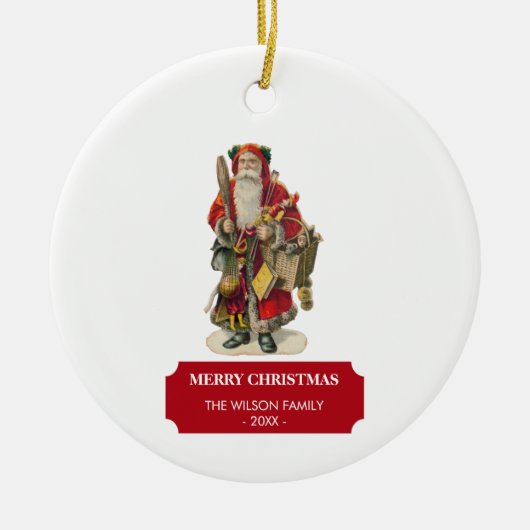 Antiek kerstkerstkerstkerstbedekking en geschenke Keramisch Ornament (Voorkant)