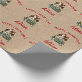  Antiek kerstkerstkerstman - Aangepaste naam Kraft Cadeaupapier (Hoek)