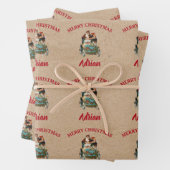  Antiek kerstkerstkerstman - Aangepaste naam Kraft Inpakpapier Vel (In situ)