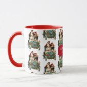 Antiek kerstkerstkerstman Familienaam Mok (Links)