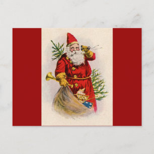 Antiek Kerstman aan de telefoon Feestdagenkaart