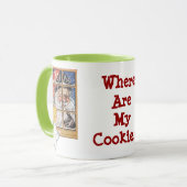 Antiek kerstman die zijn vingerMok aan het wankele Mok (Voorkant links)