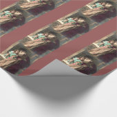 Antiek Kerstman en meisje Cadeaupapier (Hoek)