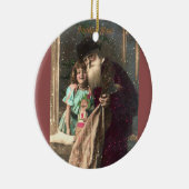 Antiek Kerstman en meisje Keramisch Ornament (Rechts)