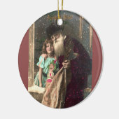 Antiek Kerstman en meisje Keramisch Ornament (Links)