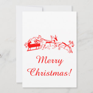 Antiek Kerstman en Sleigh Grote Kerstcadeau Label Feestdagenkaart
