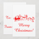 Antiek Kerstman en Sleigh Grote Kerstcadeau Label Feestdagenkaart (Voorkant / Achterkant)