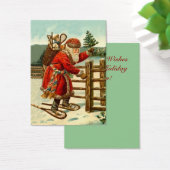 ANTIEK KERSTMAN IN SNEEUWSCHOENEN GESCHENKEN LABEL VISITEKAARTJES (Bureau)