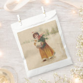 Antiek Kerstmis Meisje Winter Kind Bedankzakje (Geknipt)