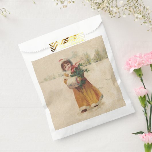 Antiek Kerstmis Meisje Winter Kind Bedankzakje (Gezegeld)