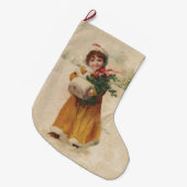 Antiek Kerstmis Meisje Winter Kind Grote Kerstsok (Voorkant (Hangend))