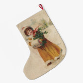 Antiek Kerstmis Meisje Winter Kind Grote Kerstsok (Achterkant (Hangend))