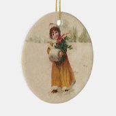 Antiek Kerstmis Meisje Winter Kind Keramisch Ornament (Rechts)
