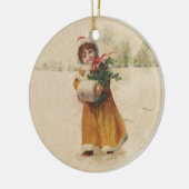 Antiek Kerstmis Meisje Winter Kind Keramisch Ornament (Links)