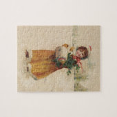 Antiek Kerstmis Meisje Winter Kind Legpuzzel (Horizontaal)