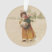 Antiek Kerstmis Meisje Winter Kind Ornament (voorkant)