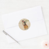 Antiek Kerstmis Meisje Winter Kind Ronde Sticker (Envelop)