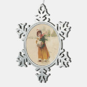 Antiek Kerstmis Meisje Winter Kind Tin Sneeuwvlok Ornament (Rechts)