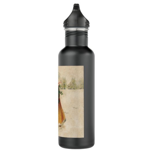 Antiek Kerstmis Meisje Winter Kind Waterfles (Rechts)