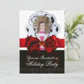 Antiek kerstpapier met rode bol kaart (Staand voorkant)