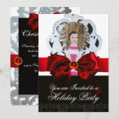 Antiek kerstpapier met rode bol kaart (Voorkant / Achterkant)