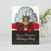 Antiek kerstpapier met rode bol kaart (Staand voorkant)