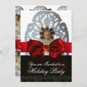 Antiek kerstpapier met rode bol kaart (Voorkant / Achterkant)