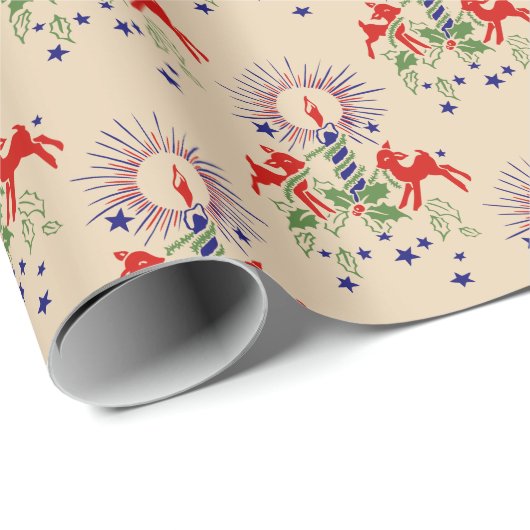 Antiek kerstpapier voor rendieren cadeaupapier (Rol Hoek)