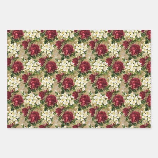 Antiek kerstpatroon inpakpapier vel (Voorkant 2)