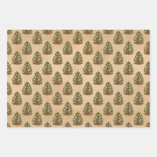 Antiek kerstpatroon inpakpapier vel (Voorkant)