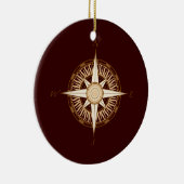 Antiek kerstversiering met Roos Compass Keramisch Ornament (Rechts)