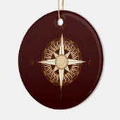 Antiek kerstversiering met Roos Compass Keramisch Ornament (Links)