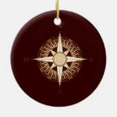 Antiek kerstversiering met Roos Compass Keramisch Ornament (Achterkant)