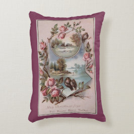 Antiek Kerstvogels Rozen Landschap Seizoensgebonde Accent Kussen