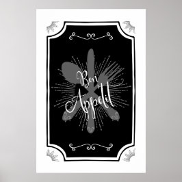 Antiek Keukenbord - Bon Appetit Poster
