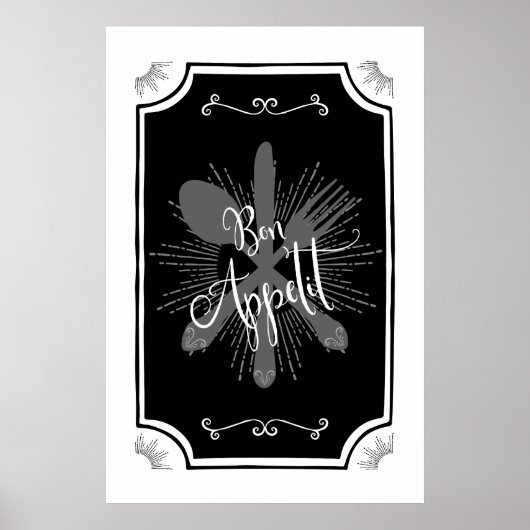 Antiek Keukenbord - Bon Appetit Poster (Voorkant)