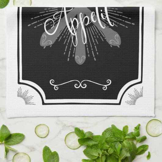 Antiek Keukenbord - Bon Appetit Theedoek (Gevouwen)