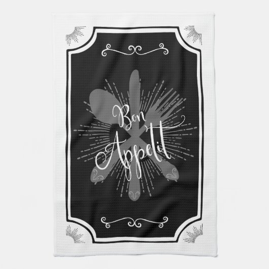 Antiek Keukenbord - Bon Appetit Theedoek (Verticaal)