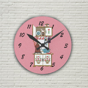 Antiek Keukenkoffiekast Ronde Klok