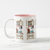  Antiek Keukenkoffiekast Tweekleurige Koffiemok (Links)