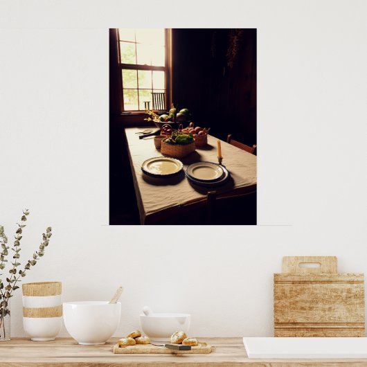 Antiek keukentafel poster (Keuken)