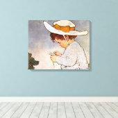 Antiek kind dat madeliefjes plukt Bessie Pease Gut Canvas Afdruk (Insitu (Houten vloer))