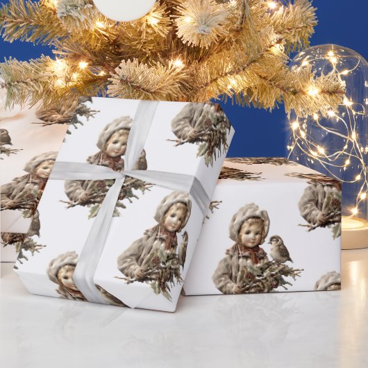 Antiek kind kerst inpakpapier (Feestdagen)