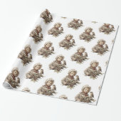 Antiek kind kerst inpakpapier (Uitgerold)
